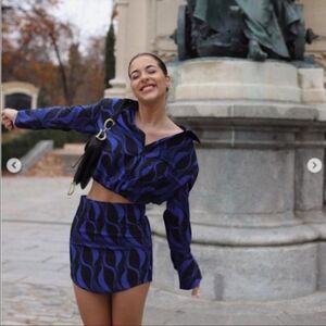 Zara printed shirt with pleats